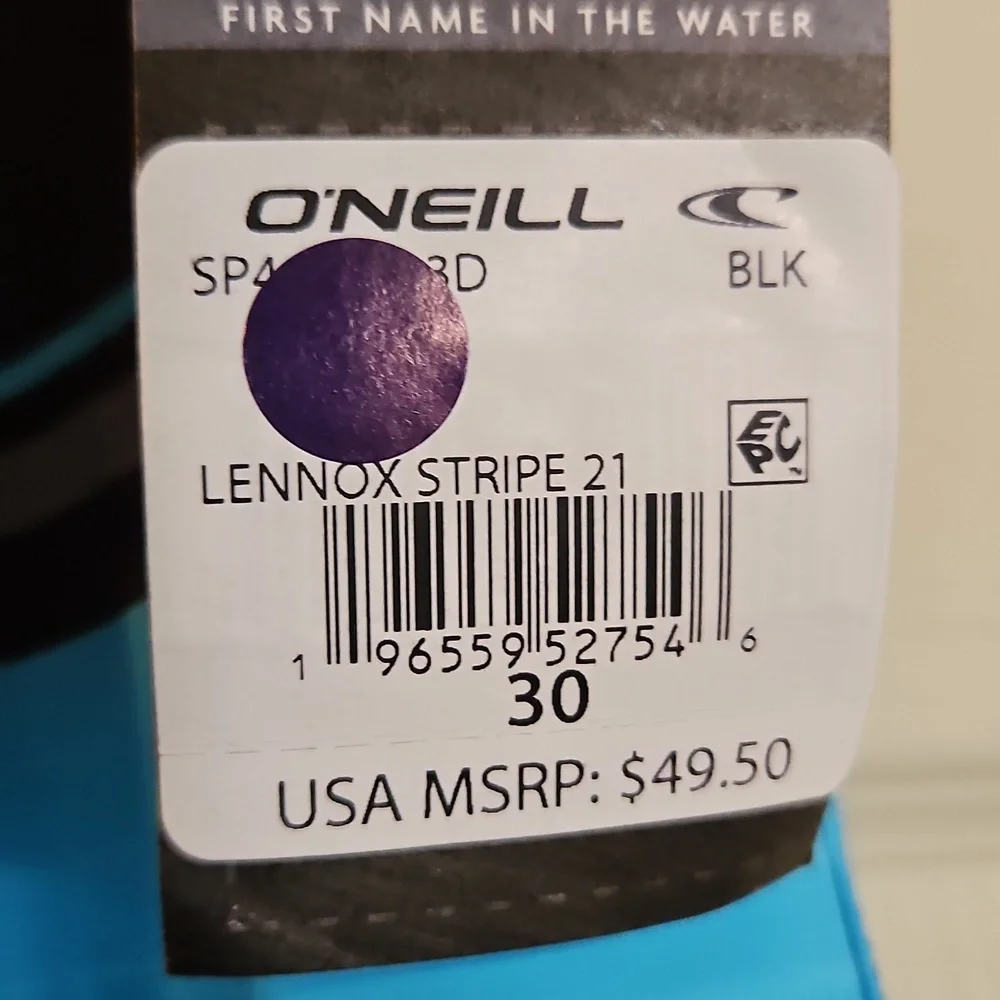 O'Neill Men's Lennox Stripe Quick-Drying 21 in. Boardshort: BLUE/GRAY NWT: SZ 30